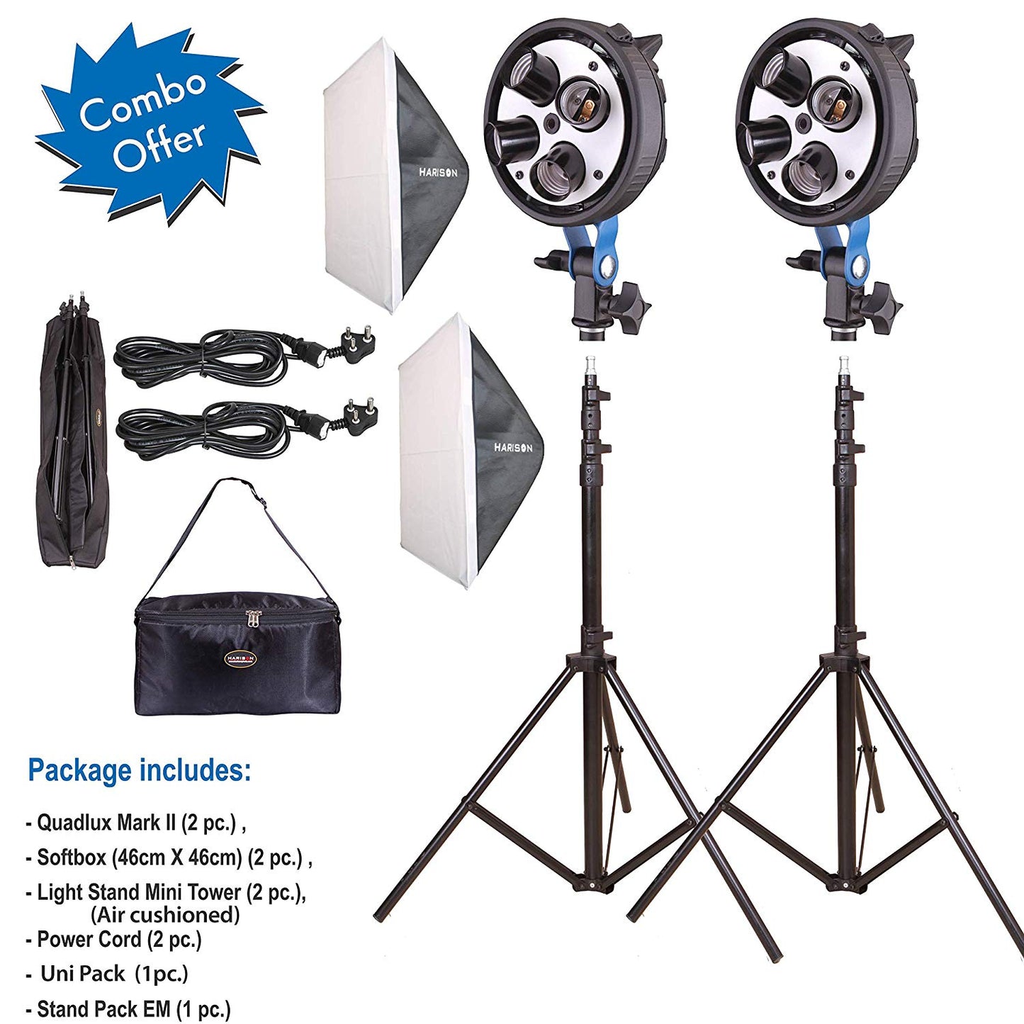 HARISON Quadlux Mark II Double Kit Studio Lights