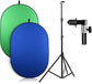 green blue Collapsible Backdrop Support Stand with clamp combo